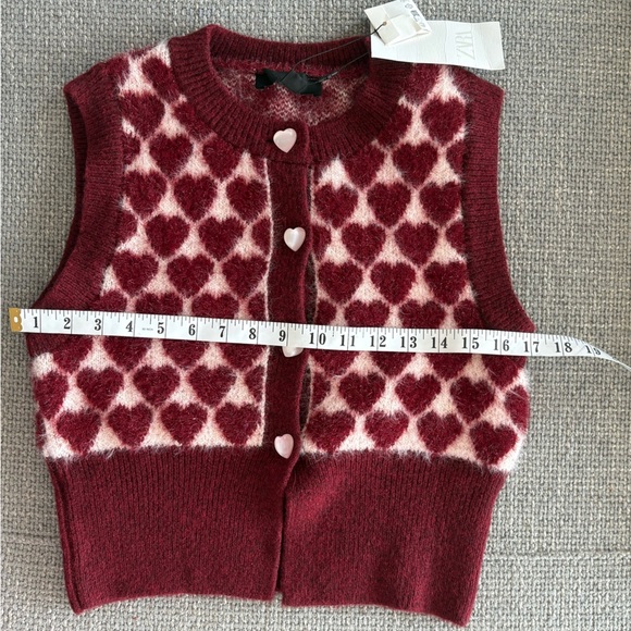 ZARA Heart Jacquard Knit Vest – Size Small - Picture 12 of 14